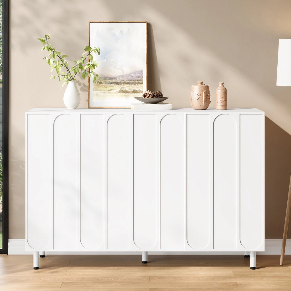 Scarpiera Sideboard a 3 ante 120x37x80 cm in PB e MDF bianco
