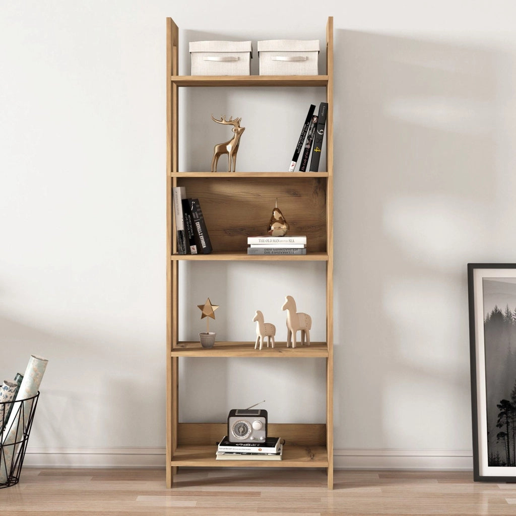 Biblioteca Mantello, Libreria 5 Ripiani, 64x30x180h cm Marrone Rovere