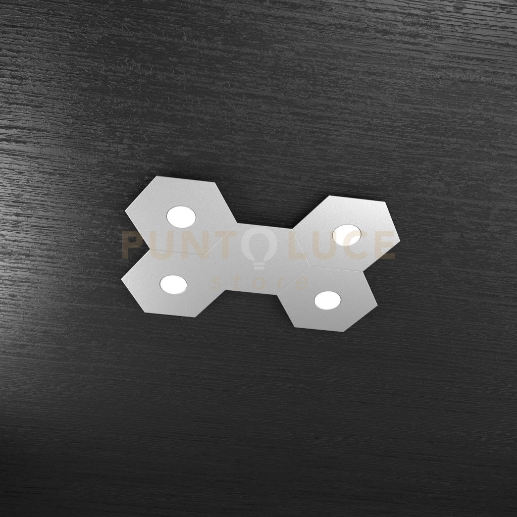 HEXAGON APPLIQUE-PLAFONIERA 4 LUCI + 1 DECORATIVO GRIGIO 1142-4L1D-GR