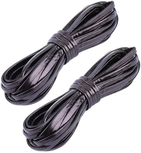 Cordone PU in pelle dura (10 m, 2 pezzi), morbido, pieghevole, 4 mm, lucido a doppia faccia, per la realizzazione di oggetti di artigianato, bracciali, gioielli e collane (marrone scuro)