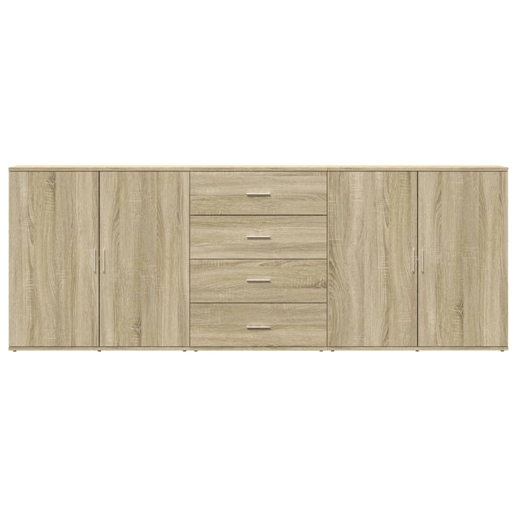 Buffet credenza cassettiera armadio mobile contenitore organizer per cucina soggiorno salotti 3 pezzi legno ingegnerizzato Sonoma marrone 02_0037115