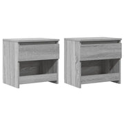Set di 2 Comodini | Armadio da Notte | Mobiletto da notte Rovere Grigio 40x30x39 cm Legno Ingegnerizzato