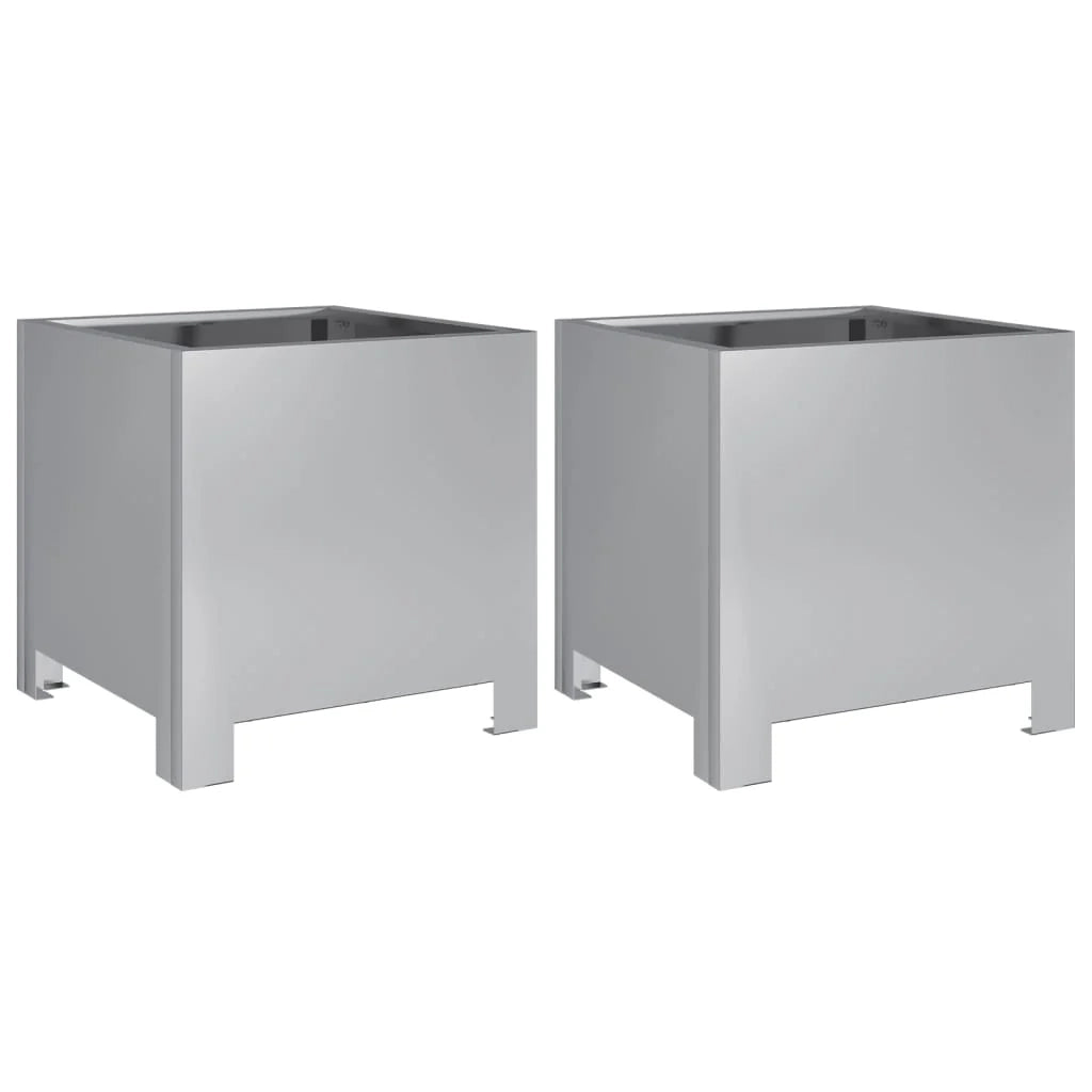 Fioriera rialzata per piante fiori giardino terrazze set da 2 30 x 30 x 30 cm acciaio zincato argento 02_0038919