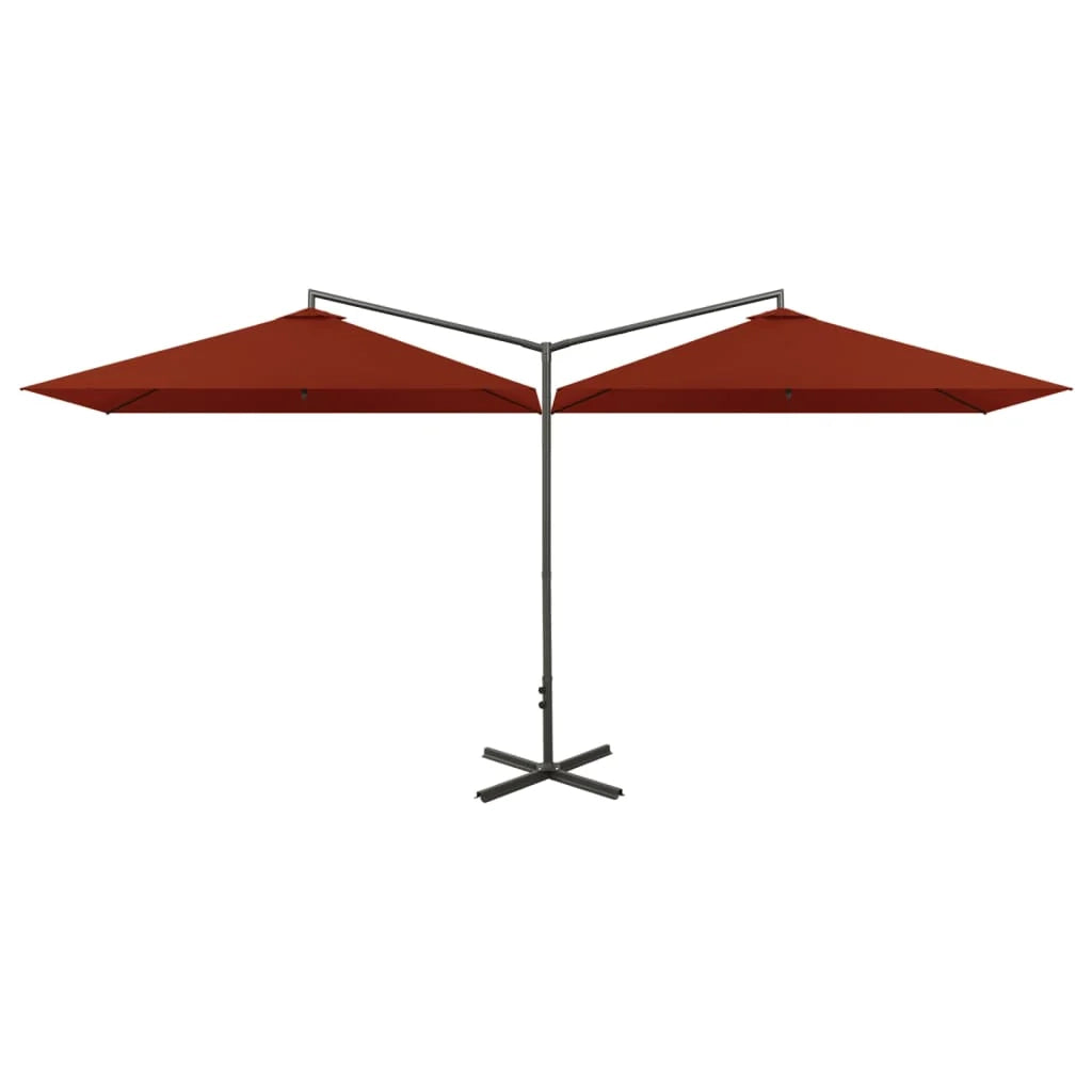 Ombrellone doppio con palo in acciaio terracotta 600 x 300 cm 02_0008436