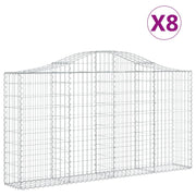 Set di 8 gabbioni ad arco per recinzione gabbia o muro di contenimento 200 x 30 x 100/120 cm ferro zincato argento 02_0041153