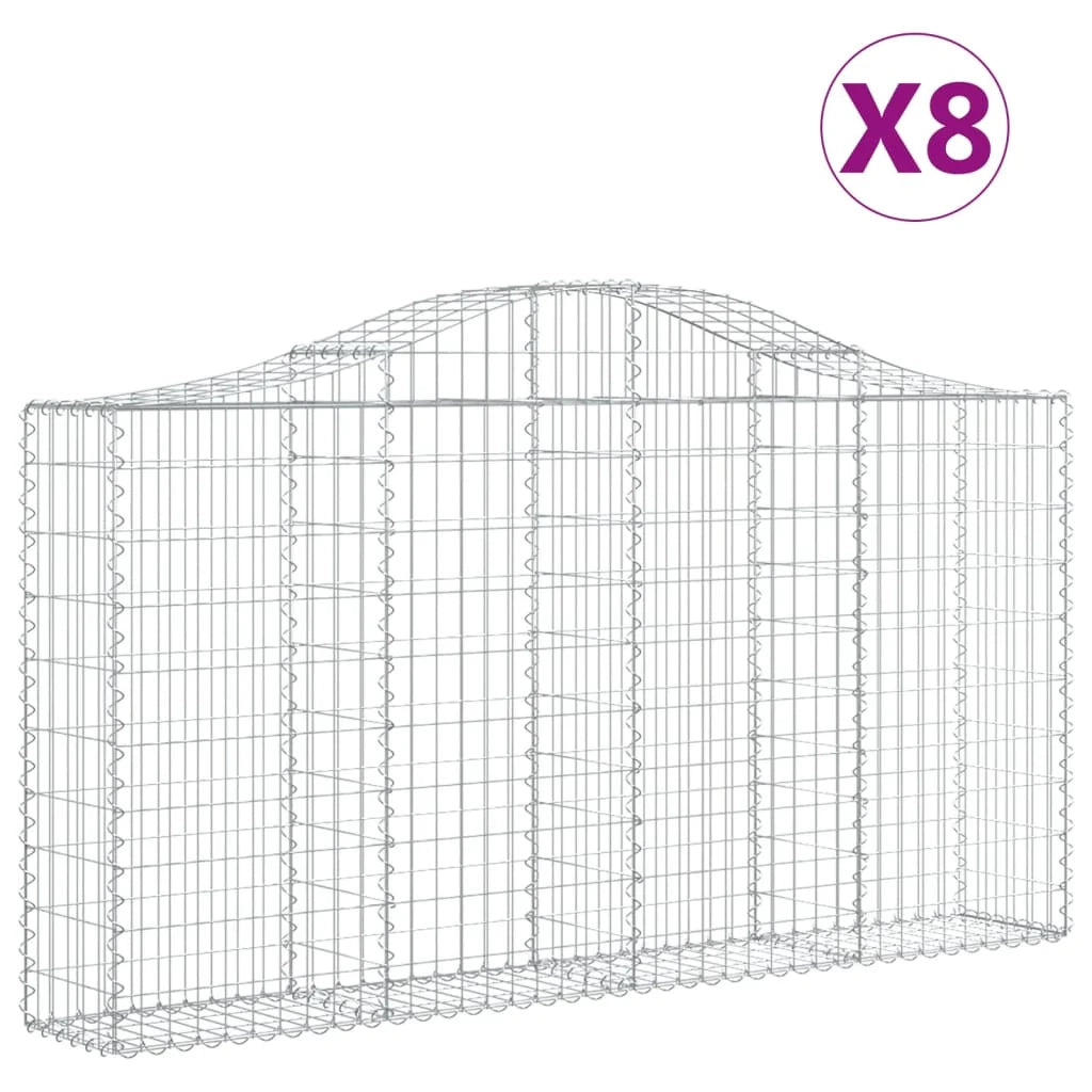 Set di 8 gabbioni ad arco per recinzione gabbia o muro di contenimento 200 x 30 x 100/120 cm ferro zincato argento 02_0041153