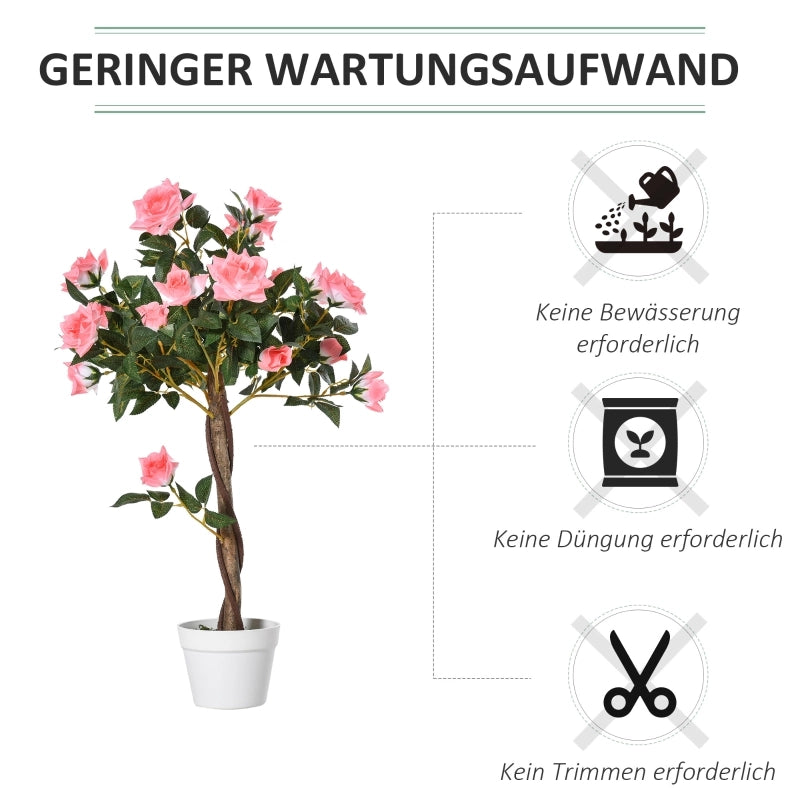 Grandi rose artificiali, 90 cm, pianta artificiale, albero di rose artificiali in plastica in vaso, albero artificiale dall'aspetto realistico, per