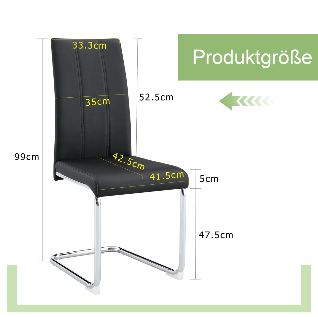 Sedia da Pranzo Moderna Nera in PU e Metallo con Design Ergonomico