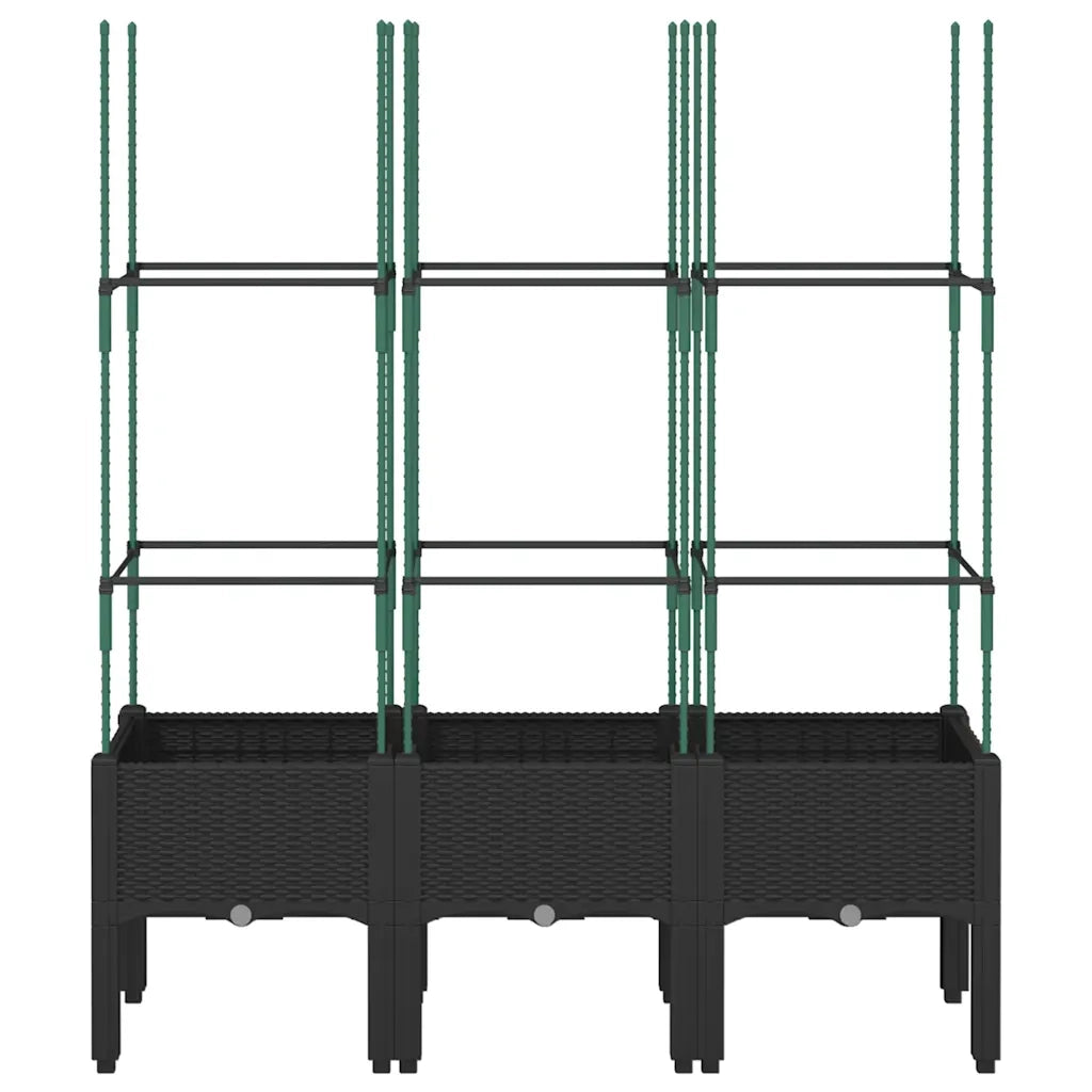 Fioriera | Cassetta per fiori | Vaso da Giardino con Traliccio Nera 120x40x142,5 cm in PP
