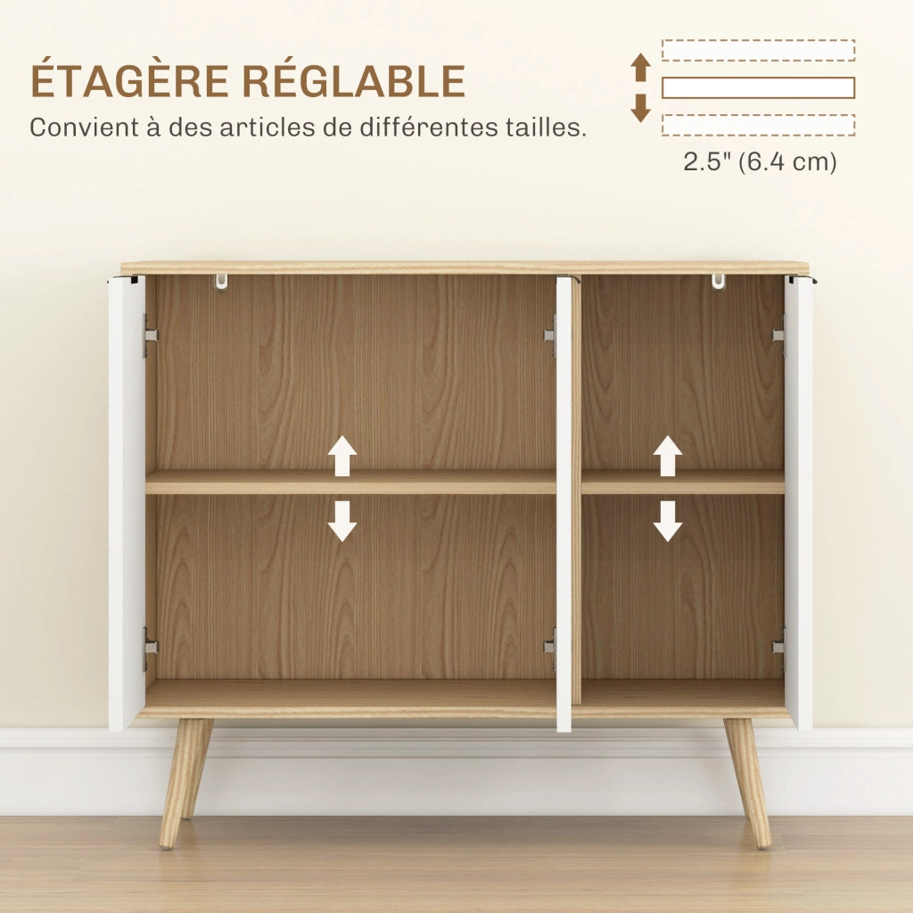 Credenza con ante e cassetti ¨C Zephmum ¨C Legno naturale 91.5x35x77.4 cm
