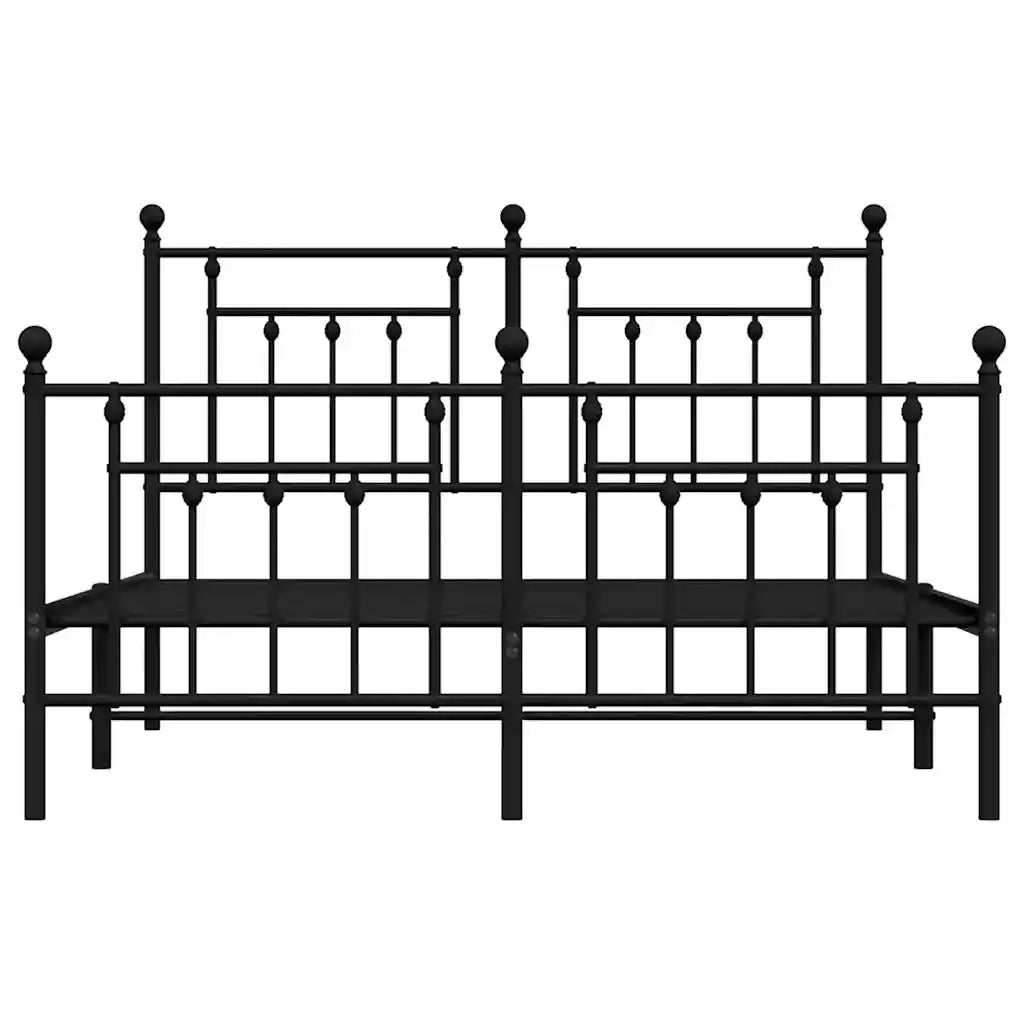 Giroletto con Testiera e Pediera Metallo Nero 140x190 cm 353555