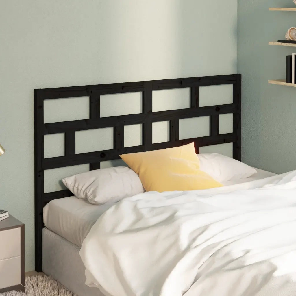 Testiera per Letto Nera 156x4x100 cm in Legno Massello di Pino 814203