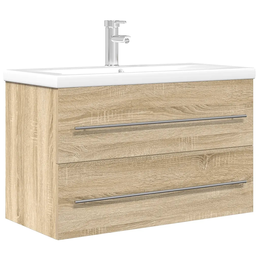 Set Mobili da Bagno 2 pz Rovere Sonoma in Legno Multistrato 3324964