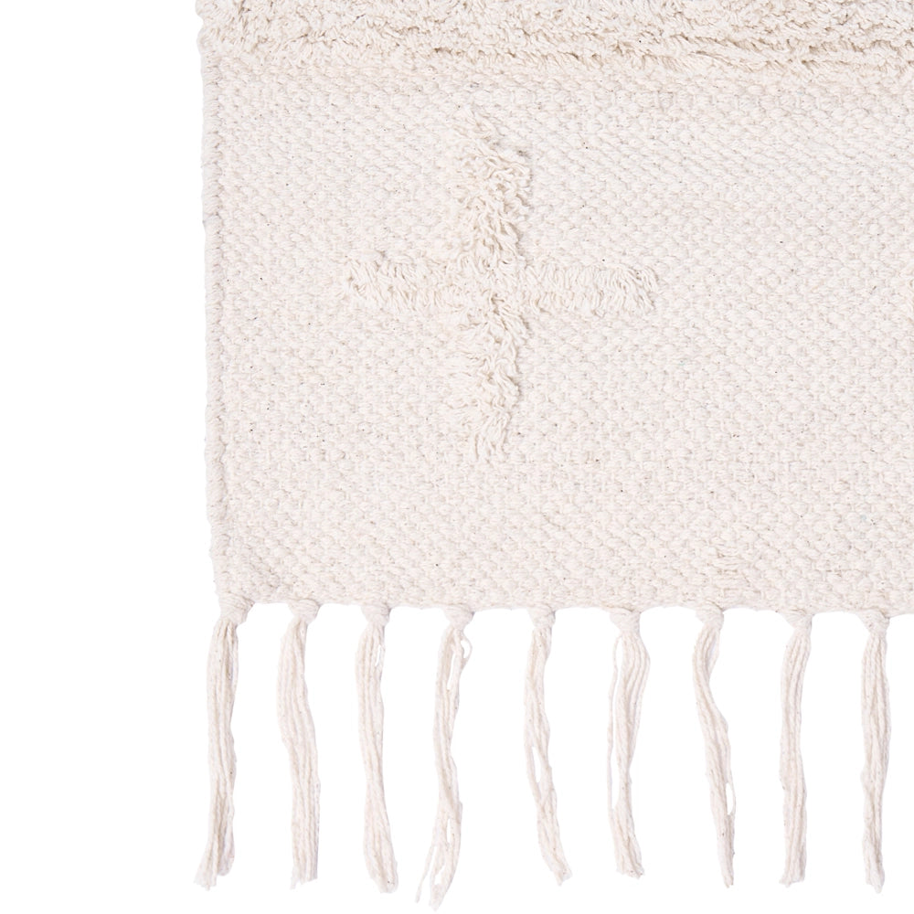 Tappeto geometrico cotone in stile boho 80 x 230 cm beige camera da letto salotto