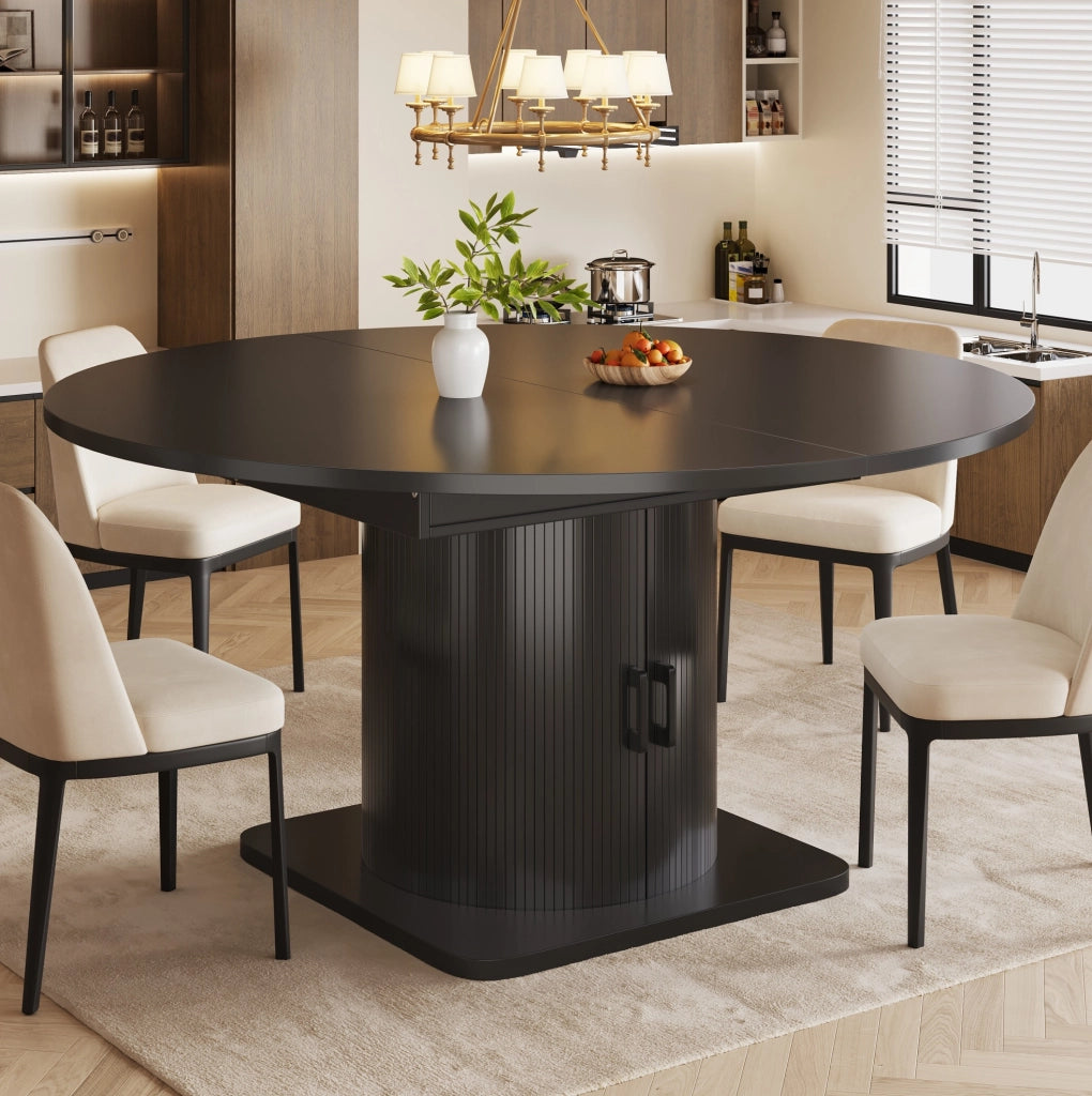 Tavolo da pranzo allungabile con contenitore in MDF nero