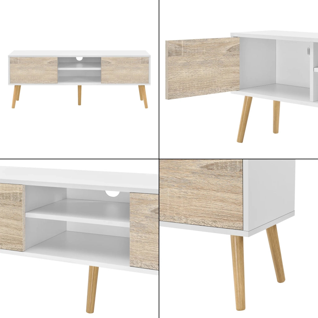 Mobile porta TV 120 x 30 x 47 cm effetto rovere bianco 03_0007754