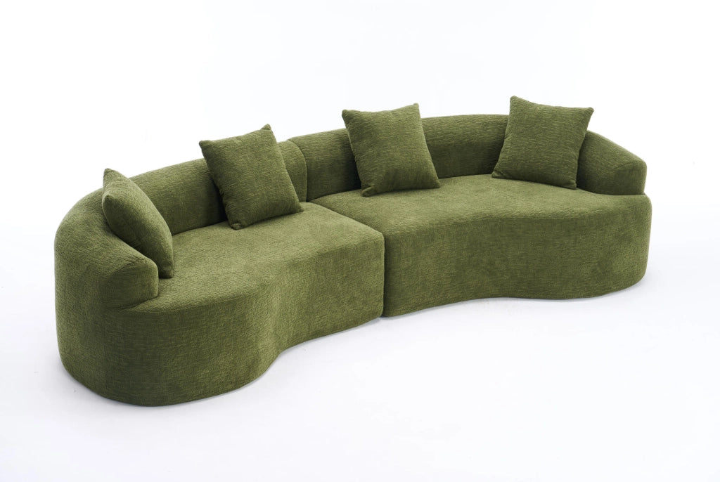 Divano curvo in ciniglia 275 cm; verde; non richiede montaggio