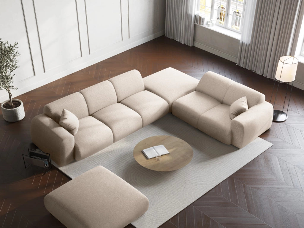 Cosmopolitan Design - Divano angolare destro "Nolio" 4 posti in ciniglia beige chiaro 