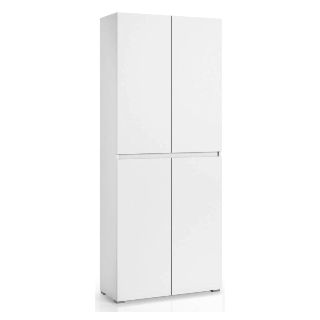 Armadio multiuso grande Arro, Scarpiera con ripiani regolabili, Mobile porta scarpe a 4 ante, 100% Made in Italy, 80x37h195 cm, Bianco