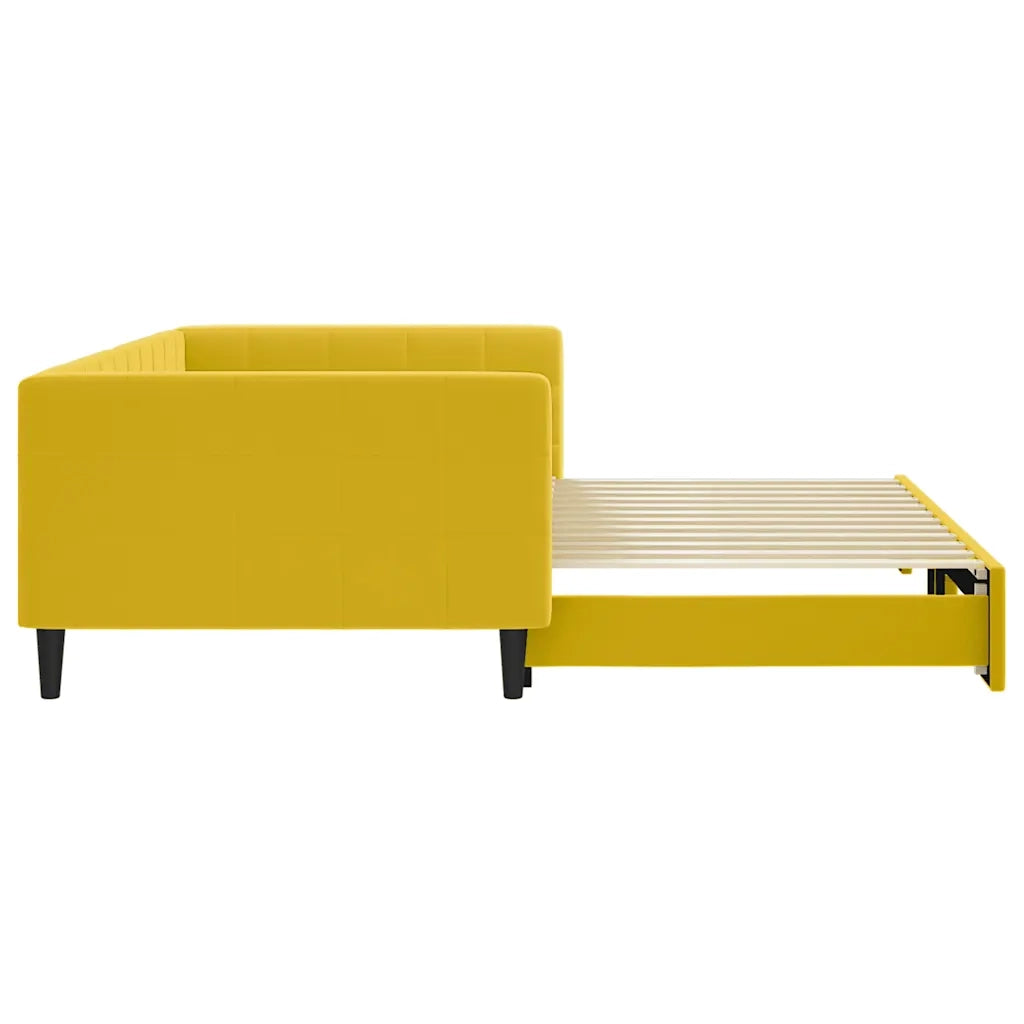 Divano Letto con Letto Estraibile Giallo 100x200 cm in Velluto