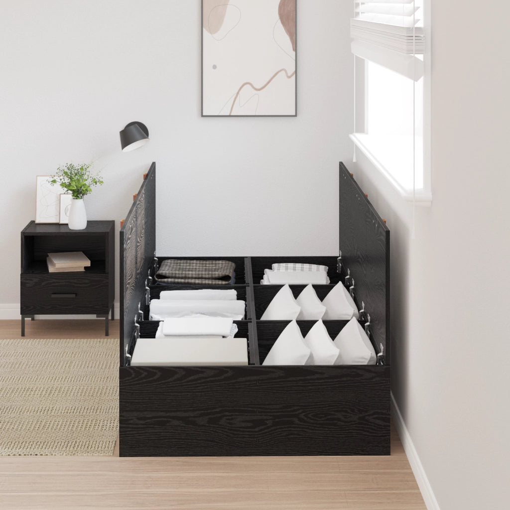 Letto con contenitore Nero Rovere 80x200 cm