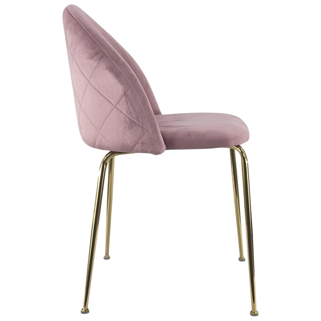 Marvin Sedia in Velluto e Oro Oslo da Sala Pranzo Con Gambe Metallo Dorate Seduta Imbottita Sedie Poltronci Rosa/1 Sedia