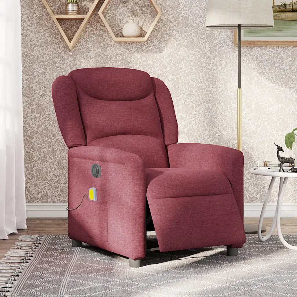 Poltrona Massaggiante Reclinabile Elettrica Rosso Vino Tessuto 3303187