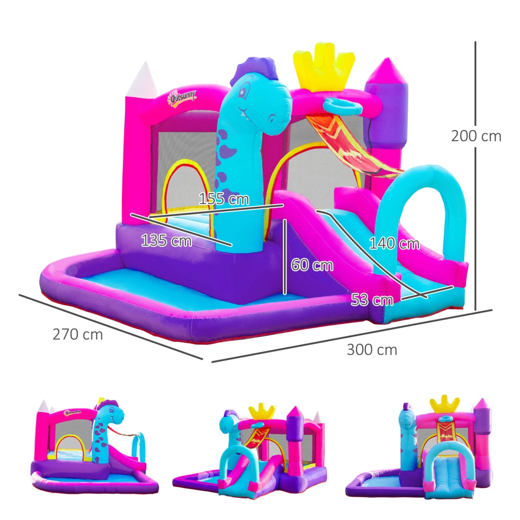 Castello gonfiabile con scivolo, trampolino, piscina e canestro ¨C zephmum ¨C Multicolore 300x270x200 cm