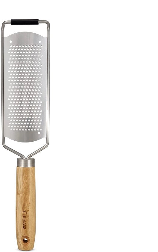 Zester Grater in acciaio inossidabile con manico di bambù naturale, 30 cm x 7 cm, raspante per frutta a citronella, formaggi duri, zenzero, cioccolato e noce moscata, C70001