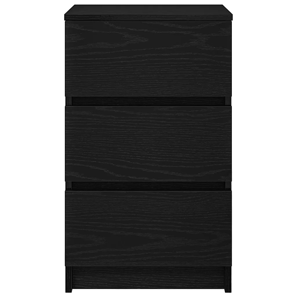 Comodino con 3 Cassetti Nero 39x35x65 cm