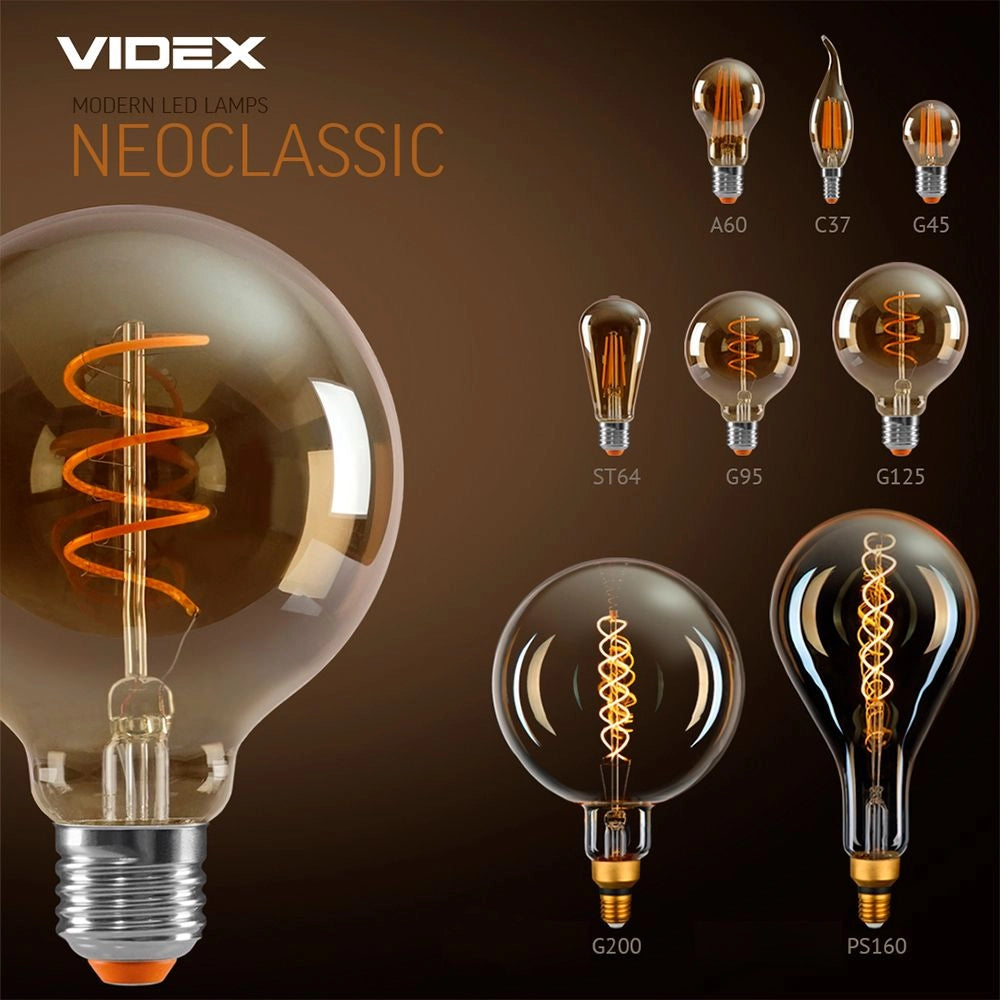Lampadina LED dimmerabile ambra PS160 8W E27 1800K Videx