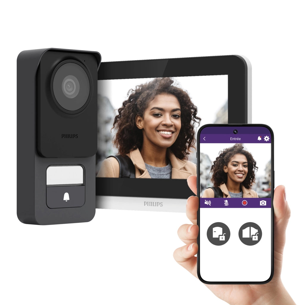 Philips Connect 3K Kit videocitofono filare connesso WIFI + telecamera per interni + telecamera per esterni