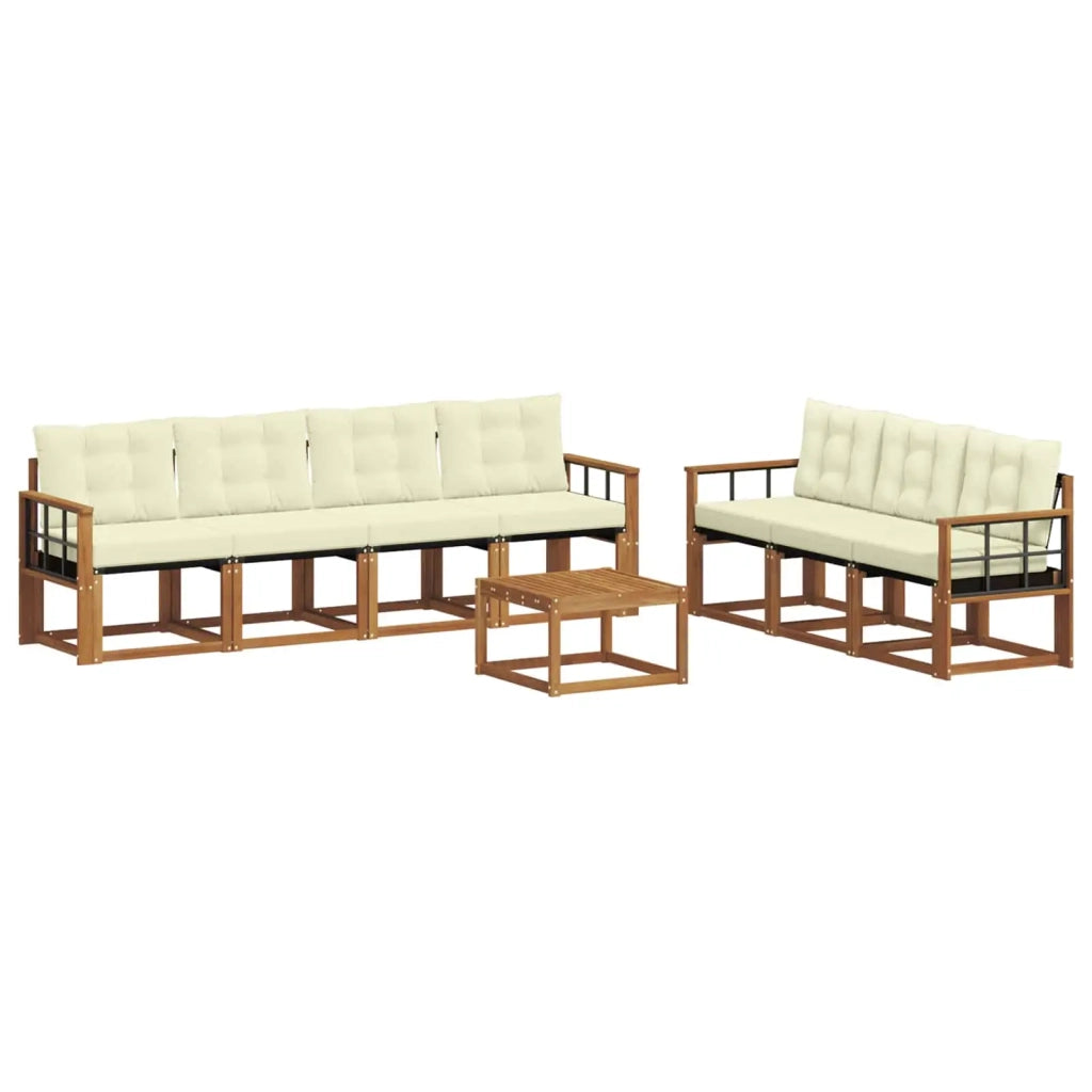Set di divani da esterno con cuscino 8 pcs Naturale e Crema