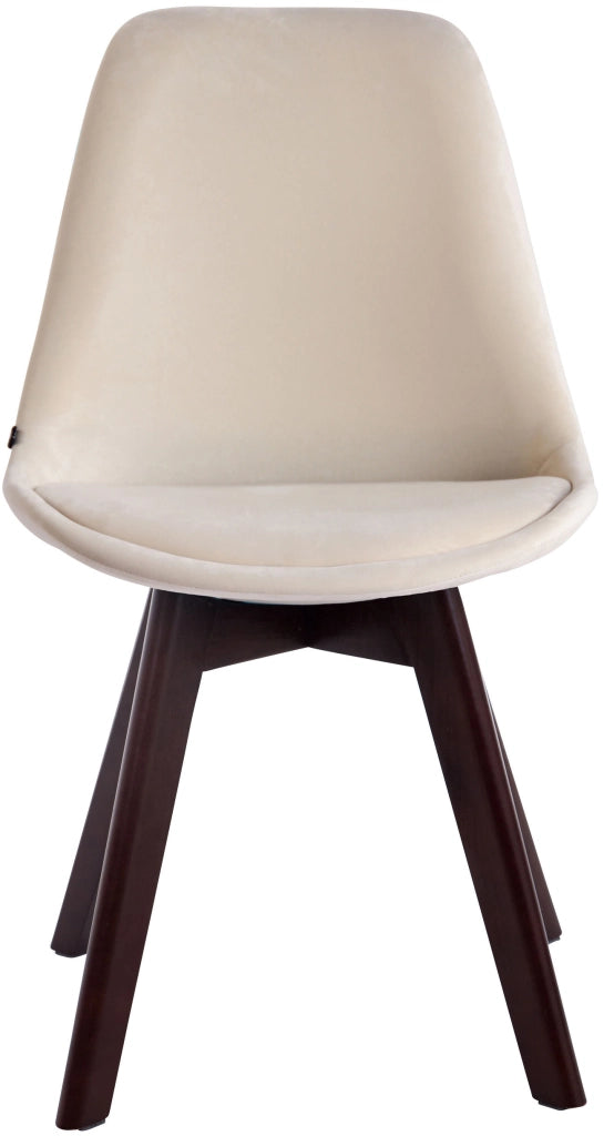 Set da 4 sedie Borneo in velluto crema,noce