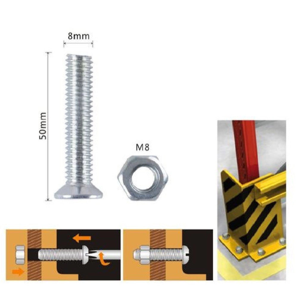 Trade Shop - Set 3 Pezzi Viti Vite Testa A Croce Piatta 8 X 50 Mm Con Dado Esagonale M8 90950 -