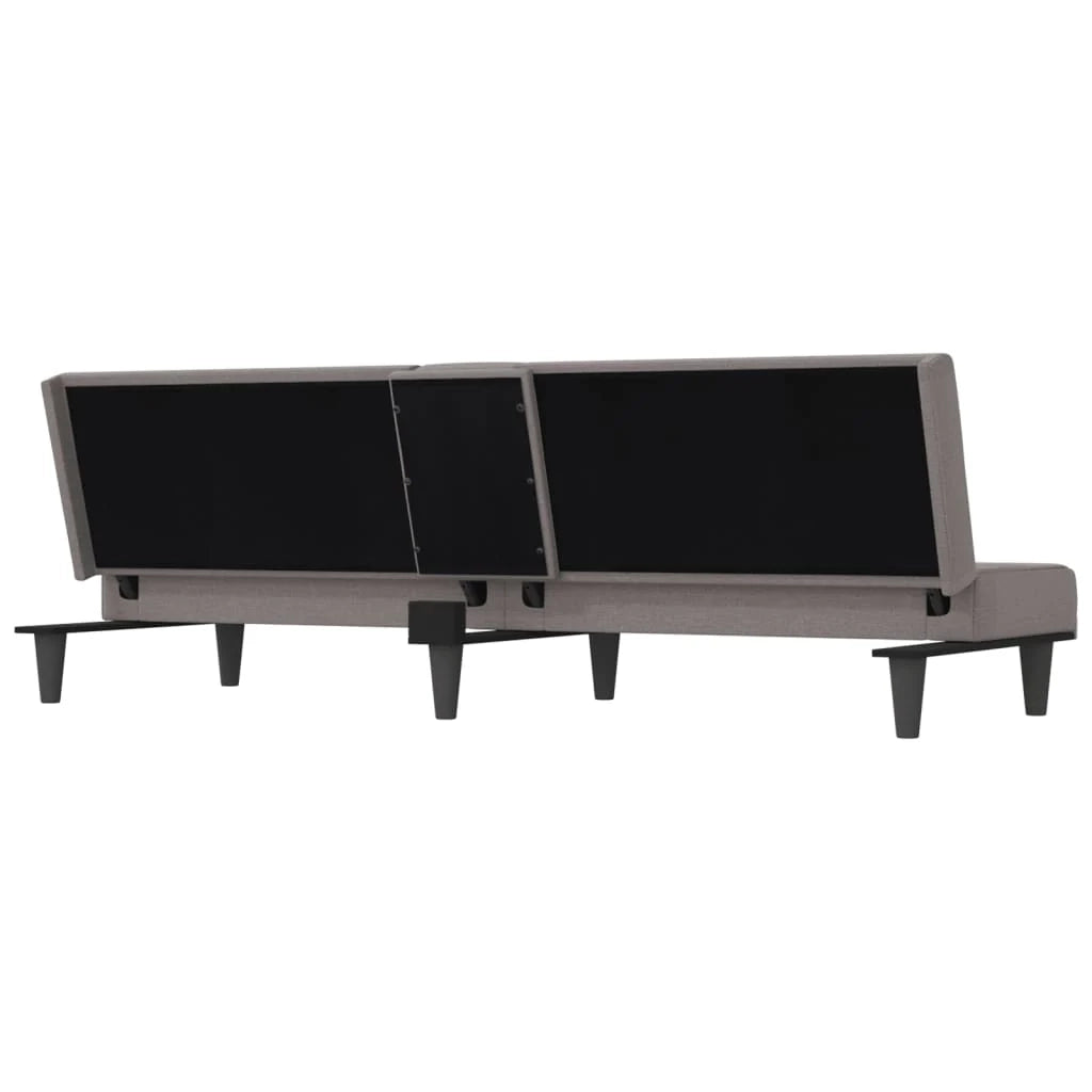 Divano letto con portabicchieri 200 x 89 x 70 cm tessuto tortora 02_0019847