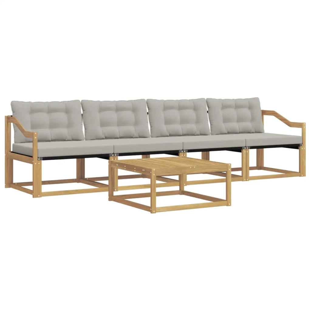 Set di divani da esterno 5 pz Bianco e Grigio Chiaro 3388405