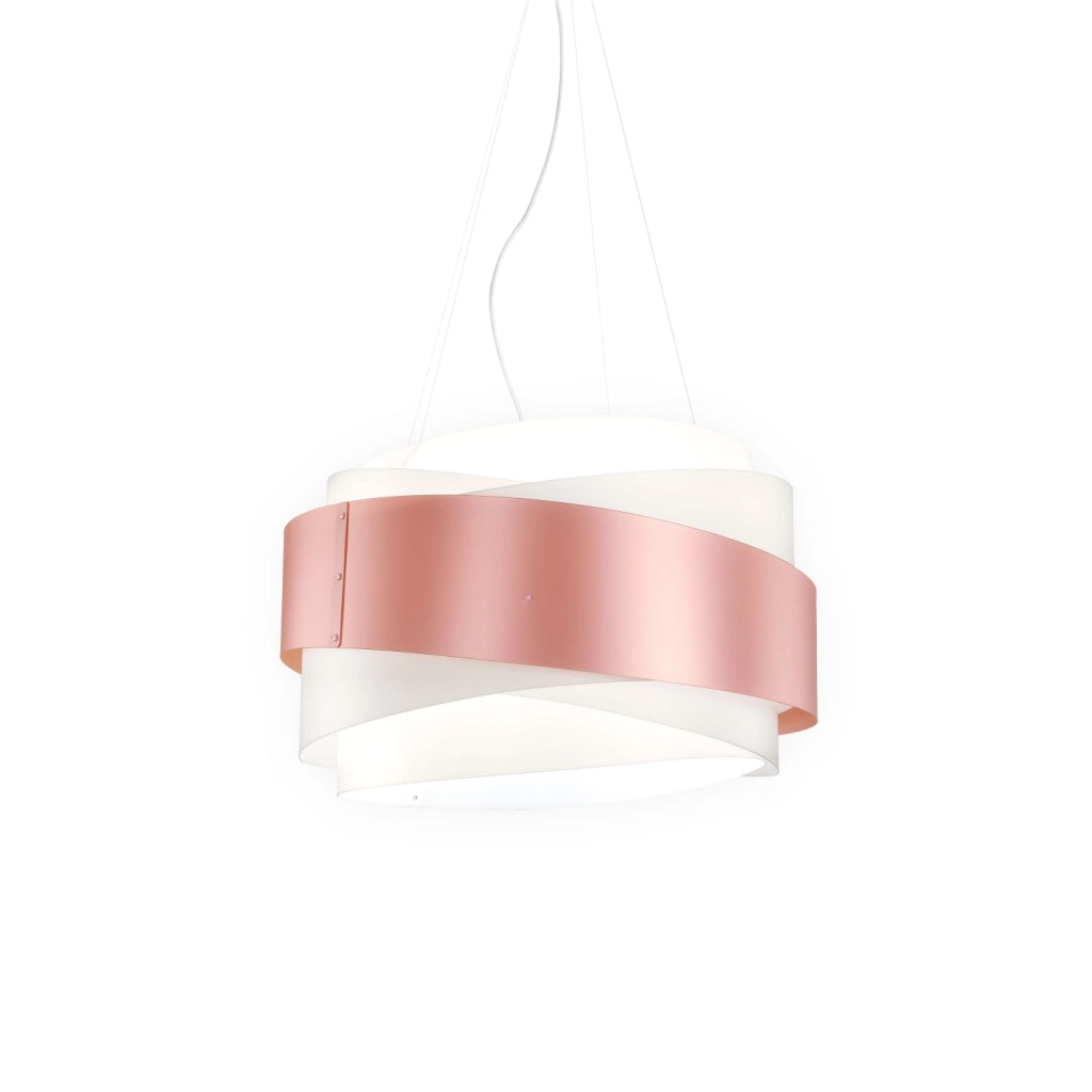 Lampadario Moderno Bea Polilux ® Pink Metal E Metallo Cromo 5 Luci E27