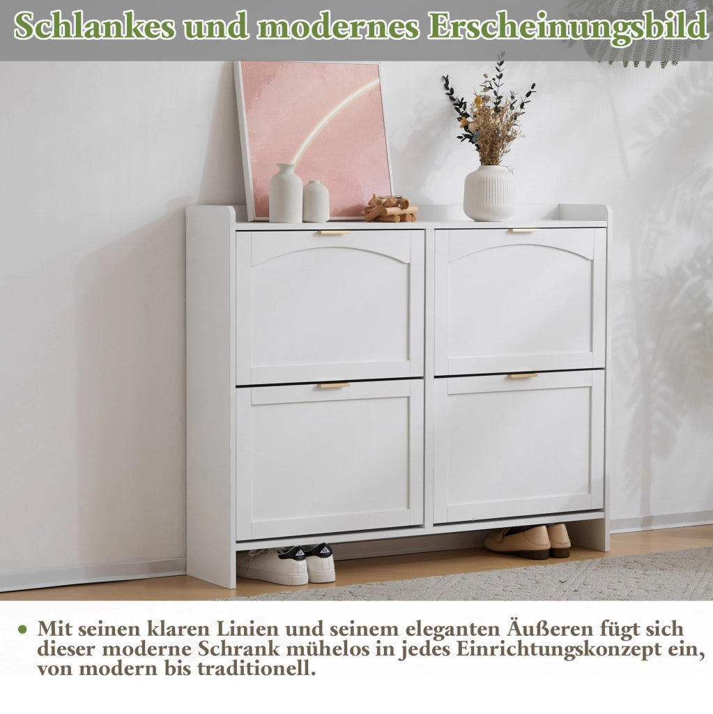 Scarpiera con ante a ribalta; H90xL110xP24 cm; truciolare; bianco
