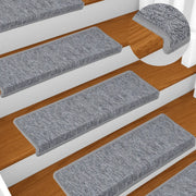 Tappetini per scale 15 pz 65x21x4 cm Grigio chiaro Bordo rettangolare 326198