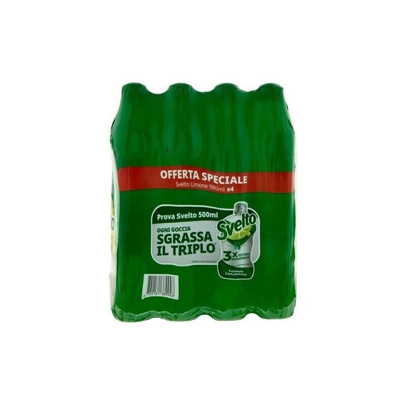 SVELTO CLEAN ACTIVE DETERSIVO PIATTI FRAGRANZA LIMONE  X4 FLACONI 980 ML