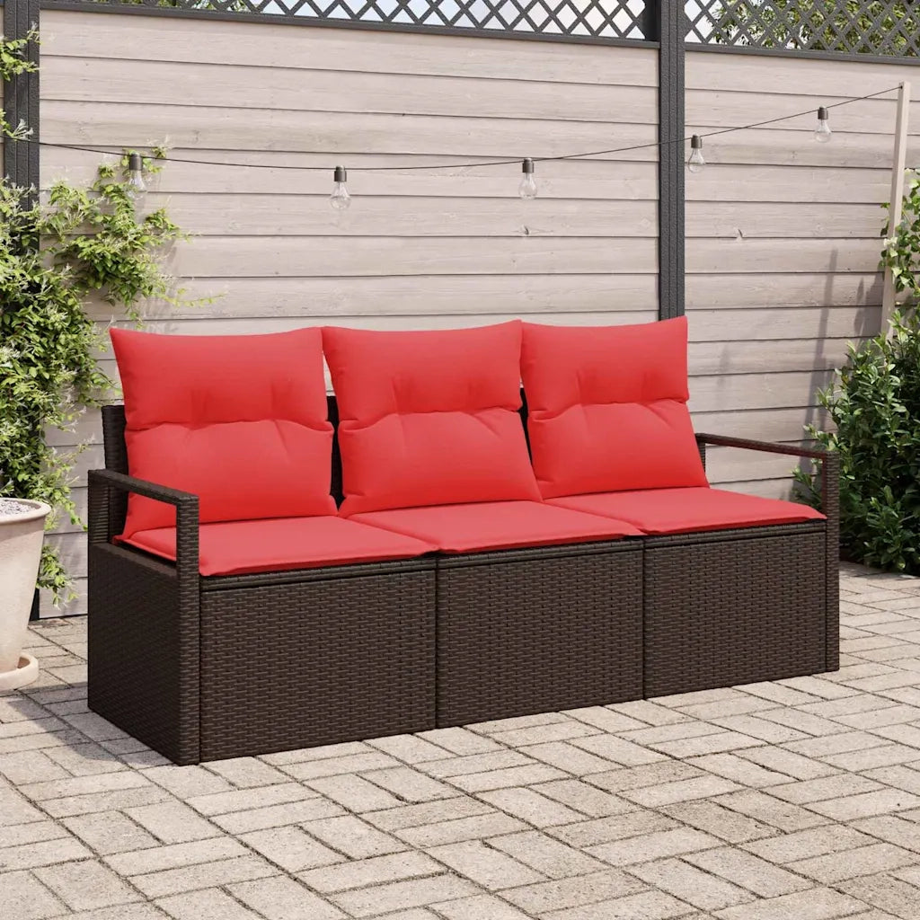 Set di divani 3 pcs Marrone polyrattan