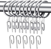 Set di cerniere per tende 24 pz - Cerniere per tende in metallo - 30 mm diametro interno - Inclusi chiodi per tenda - Adatti per barre per tende - Colore argento - Chiodi per tenda