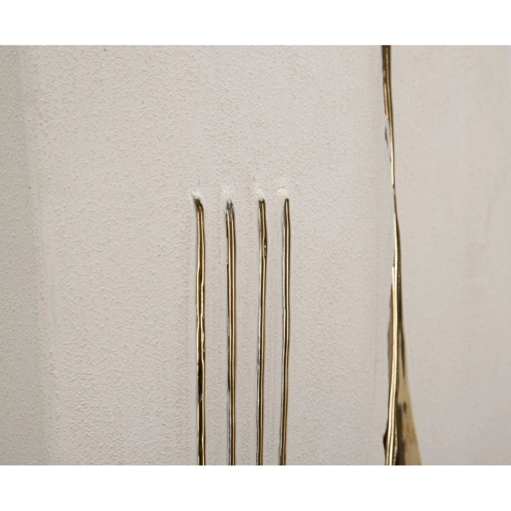 Decorazione da parete Mumbasa in ceramica bianca e oro lucido