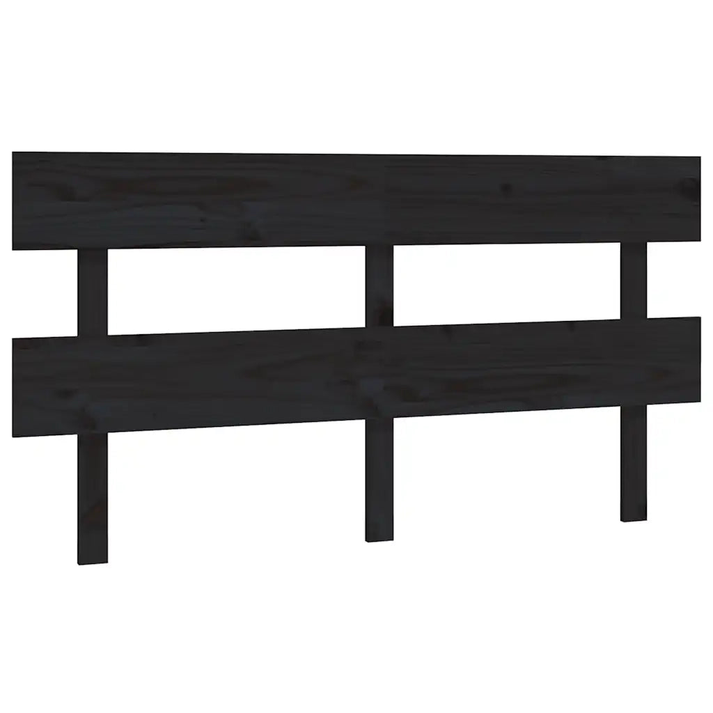 Testiera per Letto Nera 164x3x81 cm in Legno Massello di Pino 819084