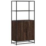 Credenza | Madia | Buffet da pranzo | Armadio da pranzo Rovere Marrone 68x35x139 cm Legno Multistrato Metallo