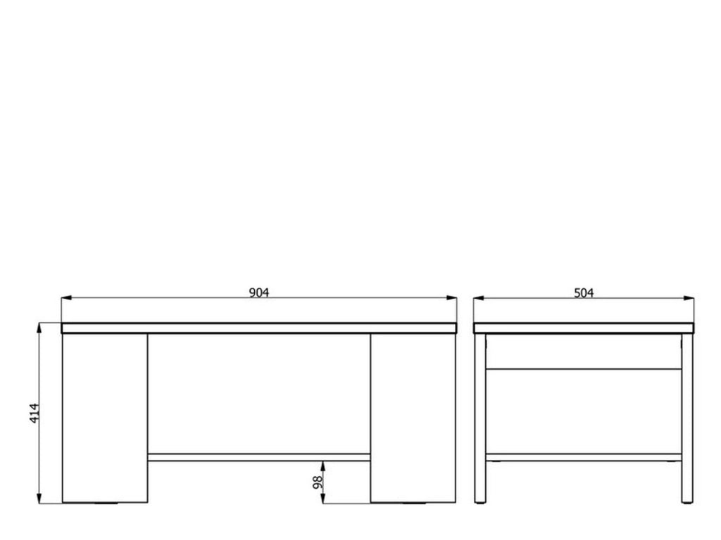 Piraino, Tavolino da Salotto un Vano, 90.5x50.5x41.5h cm Bianco
