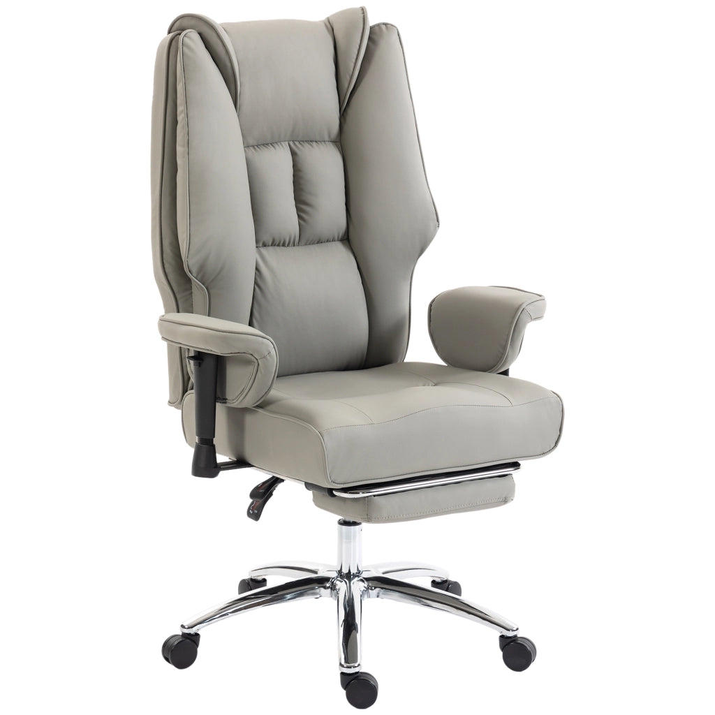 Sedia da Ufficio Reclinabile con Schienale Alto e Poggiapiedi ¨C Zephmum ¨C Grigio Chiaro