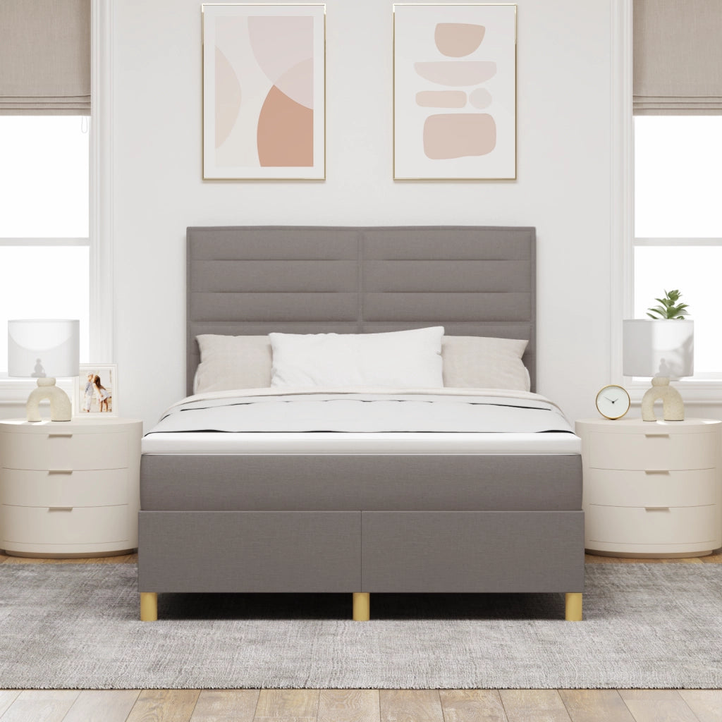 Letto con rete e materasso tortora 140x200 cm in tessuto