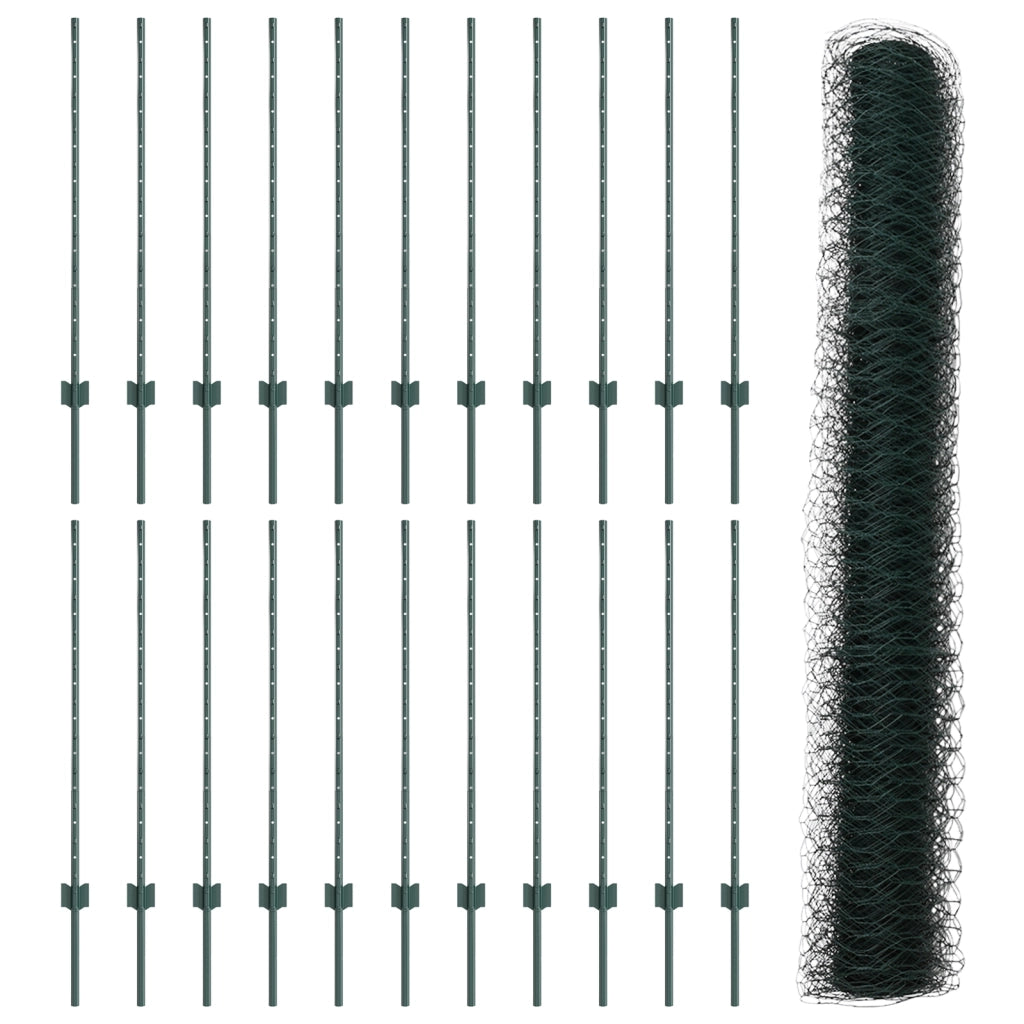 Pali per Recinzione  11 pcs U-Channel Verde 100 cm Acciaio